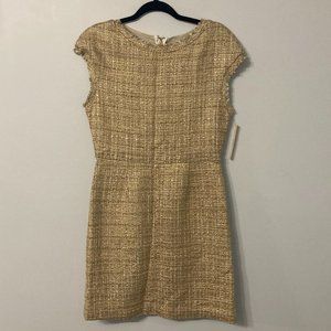 Alice + Olivia Dress Size 12 Gold Sheer Back Exposed Zipper NEW Holiday Party